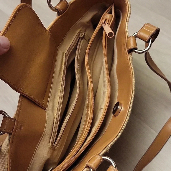 Womens Vintage Woven Straw Shoes‎ Flip Flops Boots Heels Multi Pocket Satchel - Picture 9 of 14